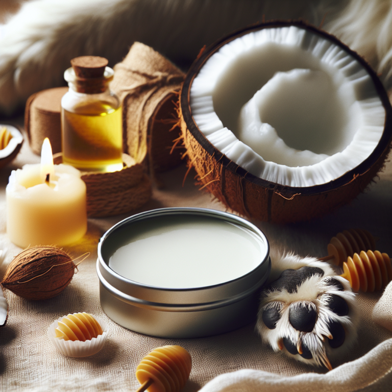 Making a soothing paw balm using organic coconut oil and beeswax for dry paws